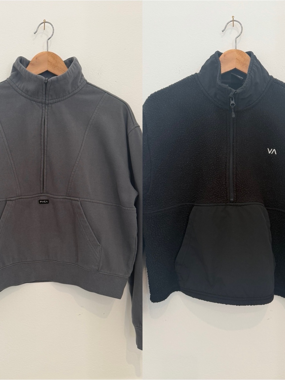 RVCA 2 Piece Bundle — Quarter Zip Sweatshirt (S) + Sherpa Fleece (M)